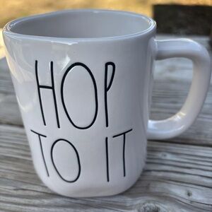 Rae Dunn Easter Mug “Hop To It” Pink With Black Letters 5” Rare